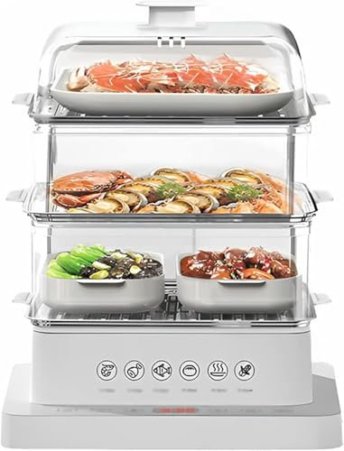 Vnook 3 Tier Home Electric Steamer, 800W Food Steamer, Display Touch Screen 12 Hours Appointment,Multifunctional Steam Box For Healthy Cooking,40L Capacity