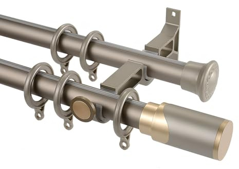 WATAOW Binario per Tende Doppio - Set Bastone per Tende Doppio in Alluminio Addensato - Aste per Tende Doppio per Soggiorno E Parete Divisoria(Champagne,85cm/2.7ft)