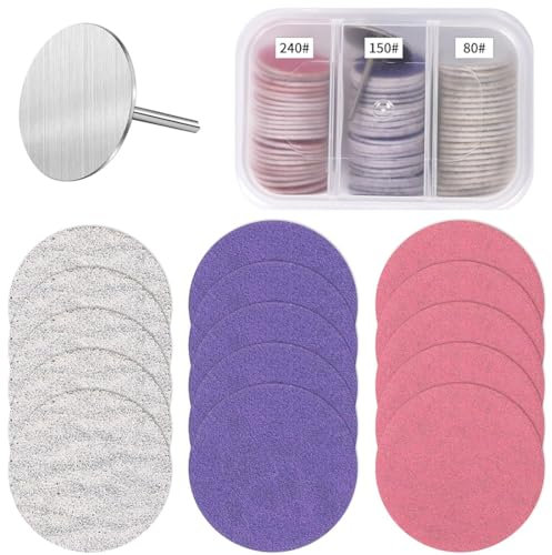 OHREN 60 pezzi di carta vetrata Feet Grinder, disco abrasivo di ricambio per pedicure, fresa per la cura dei piedi, set per manicure, pedicure, duro (granularità: 80/150/240)