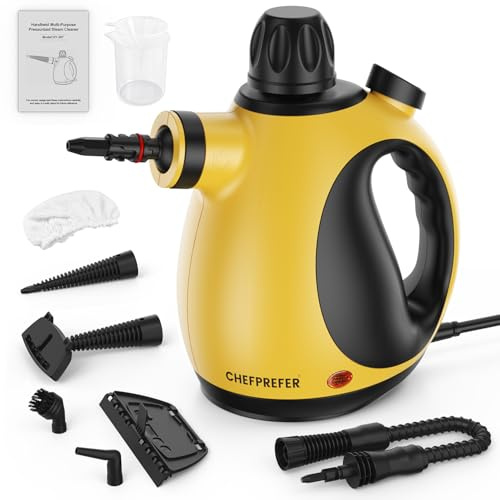 CHEFPREFER Limpiador de vapor de mano – Limpiador de vapor de alta presión para el hogar, herramientas de limpieza multifuncionales para cocina, baño, sofá, coche Vaporizador portátil que facilita el