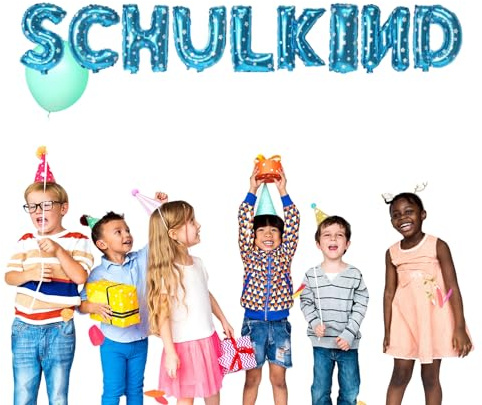 Einschulung Deko Luftballon Schulkind 2025 Mädchen Schulanfang Deko Set,Folienballon Helium Ballons Banner,Einschulung Deko Set,Schuleinführung Luftballon Schulkind mit SCHULKIND 2025 Girlande (Blau)