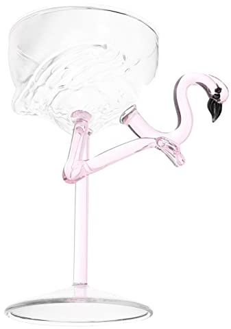 Decorative Flamingo Wine Goblet 180ml Pink Glass Tall Cocktail Glass | Simple Look, Reusable and Easy to Clean, Elegant Creative Style for Home Entertaining