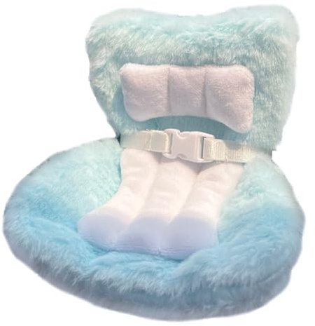 Licsaliwe Siège d'auto de poupée en Peluche Douce, siège d'auto de poupée bébé Mignon avec Ceinture sécurité et Clip Ventilation, Ornement Fonctionnel pour écran Bureau (Bleu)