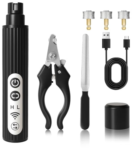 HOSSOM Lima de Uñas Eléctrica para Perros, Lima Uñas Perro Eléctrica, Cortauñas Electrico, Cortador de Uñas Eléctrico con 6 Luces LED, para Perros Grandes, Medianos y Pequeños, 2 Velocidades