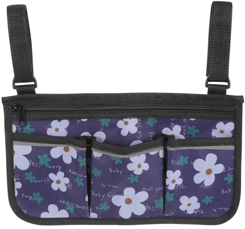 TOGEVAL Rollstuhltasche Armlehne Aufbewahrungstasche mit Vordertaschen und Reißverschluss aus Strapazierfähigem Material Praktische Seitentasche für Rollstuhl und Gehhilfen Kompakt Leicht