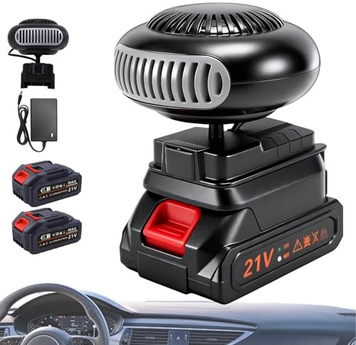 Auto Heizung mit Akku, 2026 Upgrade Mini Akku Heizlüfter mit Kippschutz, Wiederaufladbare Heizung mit USB-Anschluss, für Camping, Zelt, Dreirad, Auto, Autoscheibenheizung (10 Abschnitte,2 Batterien)