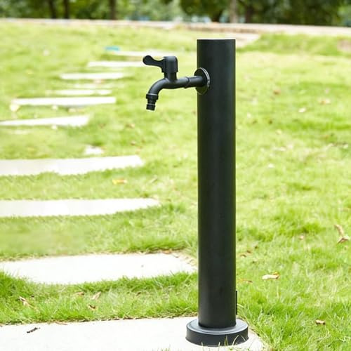 Columna De Agua De Jardín Cilíndrica De Acero Inoxidable, Acero Inoxidable Redonda, Con Llave Grifo Y Conexión, Para Jardín, Cuidado Del Coche Y Cría De(60cm/23.6in)