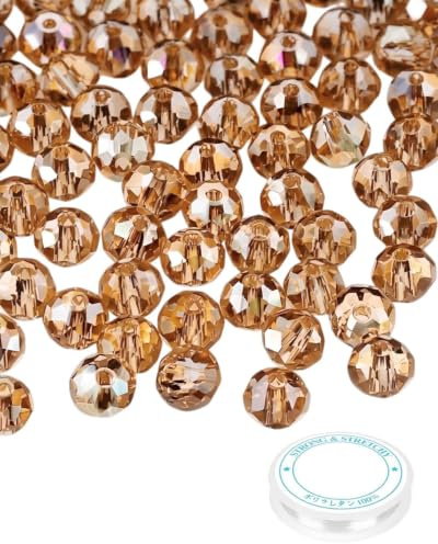 DAFNE 100 Perline di Cristallo Sfaccettato di Vetro, 10 mm Cristalli per Bigiotteria, Perline Fai Da Te perline di Cristallo per Braccialetti, Collane, Artigianato (Ambra)