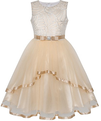 Vestido para niña Flor Beige Boda Fiesta Dama de Honor 8 años