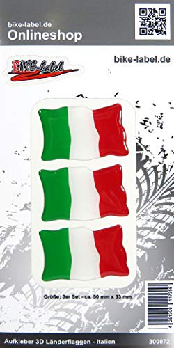 BIKE-label Auto Aufkleber 3D Länder-Flaggen Italien Italy 50 x 33mm 300072N