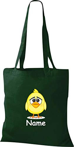Shirtinstyle Stoffbeutel Tasche, Tiermotiv Küken mit Wunschnamen, Natur Zoo Tiere Animal, Geschenk, Baumwolltasche, Logo, Spruch, Verwandschaft, Motiv, Farbe Natur