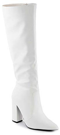 Toocool Stivali Donna Scarpe a Punta al Ginocchio Tacchi Alti Stivaletti X8056 [39,Bianco]