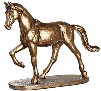 GILDE Deko Tier Figur Skulptur Pferd Pferdestatue Sammlerstück - Tierfigur aus Kunstharz - Deko Wohnzimmer Vitrine Fensterbank - Farbe: Antik Bronze - Höhe 22,5 cm