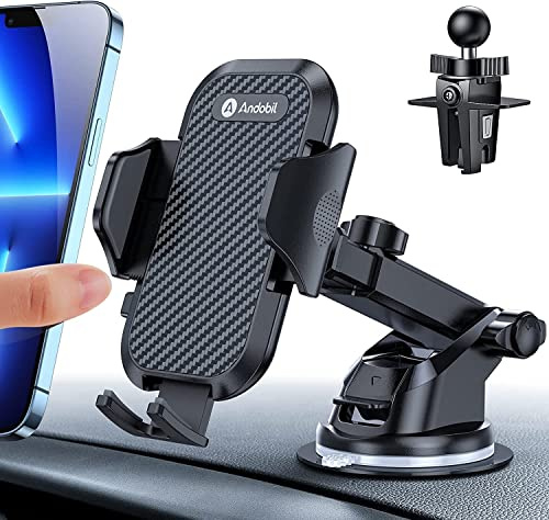 andobil Support Telephone Voiture,[3 en 1][Plus Stable],Porte Téléphone Portable Voiture Universel avec Clip et Ventouse Rotation 360° Opération à Une Main pour Tous Les Telephone(iPhone 16),Auto,GPS
