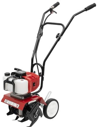 RibasuBB 52cc Garden Tiller 1900W Mini Soil Petrol Tiller Yard Plant Lawn Tilling Tool 6500rpm Benzin Gartenfräse Motorhacke Kultivator Bodenhacke