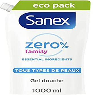 Eco Nachfüllpack feuchtigkeitsspendendes Duschgel Sanex Zero 0% Essential Familie – 1 l