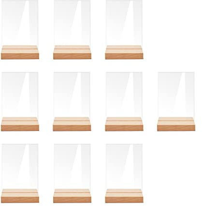 10x Tarjetas de acrílico transparente con soporte de madera Nombres de invitados Sublimación Tarjeta de tabla de asientos de bricolaje Placas, rectángulo