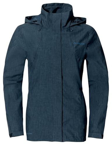 VAUDE Regenjacke - Rosemoor Jacket II, Regenjacke Damen wasserdicht und atmungsaktiv, funktionale 2-Lagen Outdoorjacke, Übergangsjacke oder Fahrradjacke - dark sea, 40