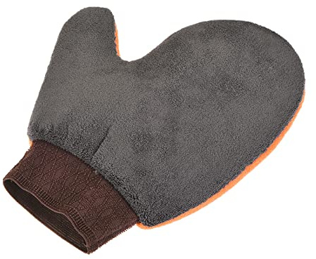 M METERXITY Cleaning Mitten - Microfiber Gloves Wash Dishes, Clothes & Shutters, Apply to House Cleaning (9 x 7.87 Inches, Grey & Orange)