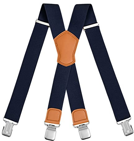 ACWOO Bretelles Réglables Élastiques 4 Clips Heavy Duty X Style pour Hommes et Femmes - Sangle Pantalon, Empêche les Plis de la Blouse