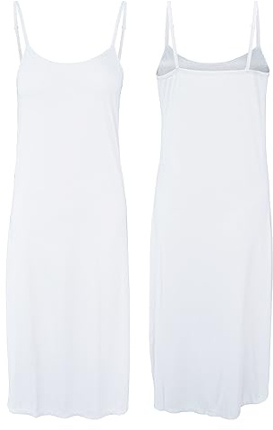 BestSale247 Sexy Damen Unterkleid mit einstellbare Trägern Unterröcke Nachthemd (Weiß Lang, XXL / 3XL)