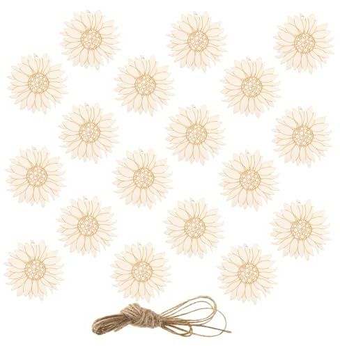 EXCEART 2 Satz Holzblumen Ausschnitte mit Sonnenblumenmotiv Unbehandelt Glatte Kanten zum Bemalen für Selbstgemacht Dekorationen