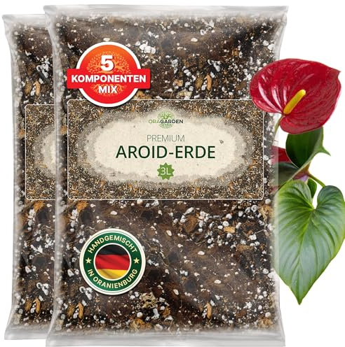 Oragarden Aroid Mix Erde für Zimmerpflanzen und Garten - 6L Aroiden Substrat für Pflanzen, Palmen, Blumen - 5 Komponenten Blumenerde