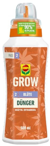 GROW Blüte Dünger für Spezialkulturen - Dünger für Indoor & Outdoor - Spezialdünger für die Blütephase - mineralisch - 500 ml, grün