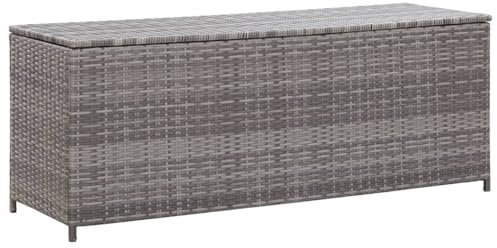 Homgoday Garten-Auflagenbox Grau 120x50x60 cm Poly Rattan Gartenmöbel Model46460