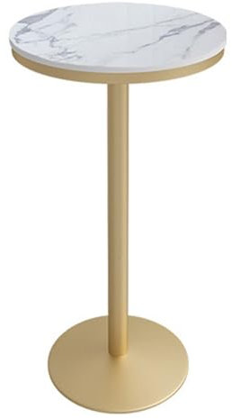 Runder Bartisch, 55 cm großer Küchentisch mit Marmorplatte, stabiler Basis aus goldenem Metall und Eisen und rutschfesten Matten, Esstisch für Zuhause, Pub, Bistro, einfache Montage(Size:55x95cm)