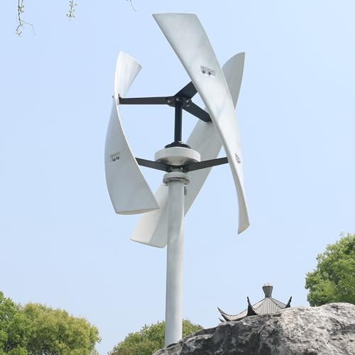ZHOZHUT 2000W / 2500W Windkraftanlage Vertikaler Achse Windturbine 12V / 24V / 48V Windgenerator Mit MPPT-Regler, Permanent Maglev Generator Windräder Für Gärten Straßen Dächer,Weiß,2500W24V