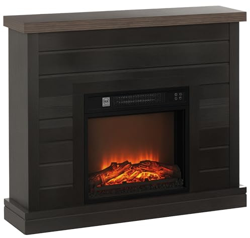 HOMCOM Chimenea Eléctrica 1800W Chimenea Decorativa con Efecto de Llama Mando a Distancia Temporizador Semanal Protección contra Sobrecalentamiento para Sala 30 m² Gris Oscuro