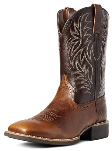 MBTSQOIO Herren-Cowboystiefel, Klassische Bestickte Western-Herren Stiefel, Eckige Zehen-Slip-On-Stiefel, Country-Stiefeletten Mit Dickem Absatz, Langlebige Kurze Stiefel