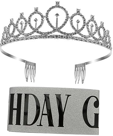 NULYLU 1 Satz Partydekoration Für Frauen Zum Geburtstag Geburtstagsfeierzubehör Für Frauen Geburtstagsfeier Begünstigt Roségoldenes Stirnband Silver Legierungsmaterial