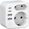 JSVER Adattatore presa India, Spina da Viaggio Tipo D India con 2 USB C e 2 USB A (3,4 A 17 W), Italiano-India Adattatore di Spina per Sri Lanka, India, Nepal, Dominica, Nigeria (Bianco)