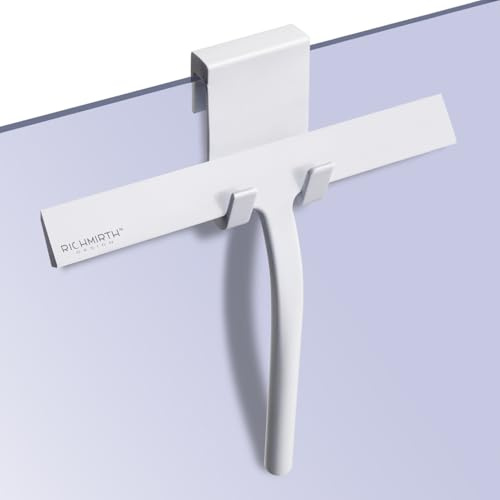 Shower Squeegee for Glass Doors, 10 Inch Width Silicone Rubber Blade Squeegee Window Cleaner Tool Squeegee for Shower Glass Doors Bathroom Mirror Car Window Tile - White (White)