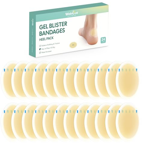 Welnove Bende per Vesciche in Gel, Cerotti Idrocolloidali per Vesciche - 24 Pezzi Cerotti Impermeabili per Talloni, Dita e Piedi, per Prevenzione e Recupero