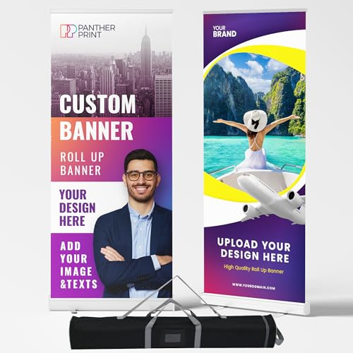Personalisierte Rollbanner - Einziehbares Business-Display mit gedruckten Grafiken - Tasche für Veranstaltungen, Business und Marketing