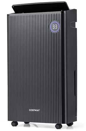 COSTWAY 25L/Day Dehumidifier with 5 Modes, 2 Speed, 3-Color Indicator Light, 5.5L Water Tank, Sleep Mode, Continuous Drainage, Laundry Drying & Auto Defrost Function for Home Damp