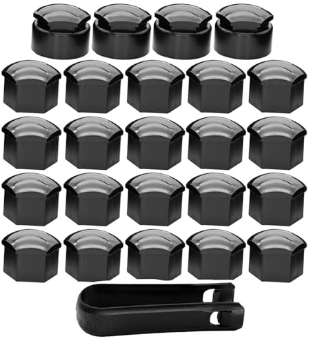 XUKEY 24 Stück Radschraubenkappen 17 MM Universal Radmutterkappen, Kunststoff Kappen Abdeckungen Abdeckkappen für Schrauben, Sechseckige Reifenmutternabdeckungen mit Entfernungswerkzeugsatz (17 mm)
