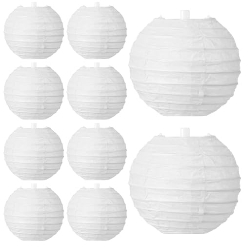 Poraceous 10 Pezzi Lanterne di Carta Bianche, 7.5 CM Mini Lanterne Cinesi, Lanterna di Carta da Appendere, Lanterna di Carta da Esterno, Paper Lanterns per Decorazioni Domestiche, Feste e Matrimoni