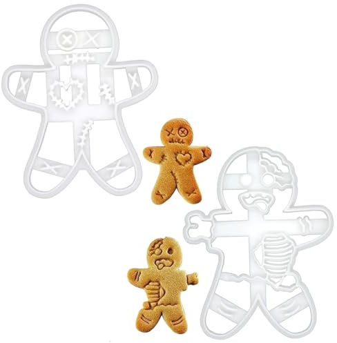 2 moldes para galletas de hombrecito de jengibre, molde de silicona antiadherente para hornear, cortadores de galletas para hornear pasteles, frutas y fondant.