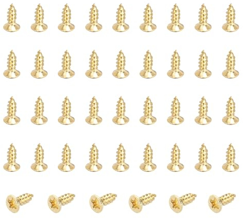 QUARKZMAN 65 Stück Messing Schrauben M2 X 5mm Solide Kreuzschlitz Flachkopf Holzschrauben Befestigungselemente Für Möbelreparatur Bilderrahmen Trockenbau Haushaltsgeräte