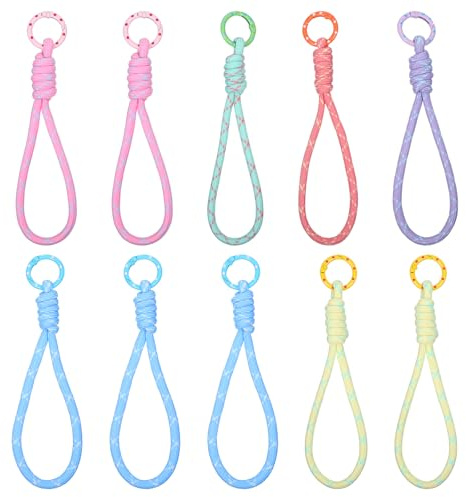 Andibro 10Pcs Braided Rope Keychain, Key Strap Multicolor Polyester Lanyard Handmade Woven Strap for Keys Bags Purse Accessories