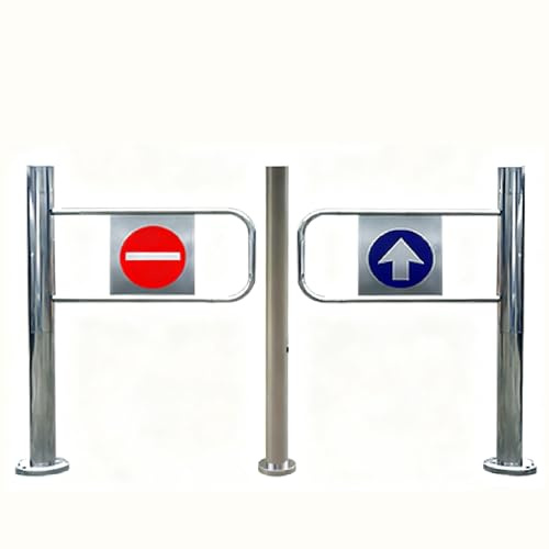 Puerta de entrada oscilante individual, puerta peatonal manual para supermercados, puerta de doble hoja de acero inoxidable, torniquete de cierre automático de media altura para parques (110 cm)
