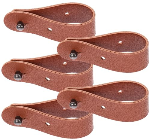 EPIGEIST 5 Fascette Fermacavi in Pelle Fibbia Robusta Organizer per Cavi da 16X115 MM Colore Marrone Avvolgicavo Versatile per Tende Auricolari e Cavi Dati Accessorio Salvaspazio per