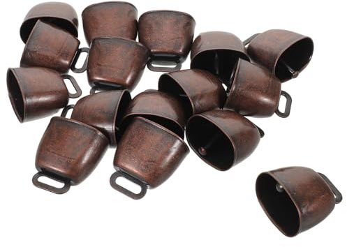 Lurrose Campanelli di Metallo Vintage per Animali Domestici e Fattoria, Set da 16 Pezzi Rosso Scuro, Campanacci Rumorosi e Leggeri per Collare, Antifurto Esterno per Mucche, Pecore