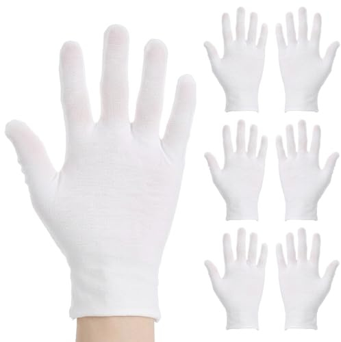 3 Pairs White Cotton Gloves for Dry Hands Eczema Overnight Hydration Glove