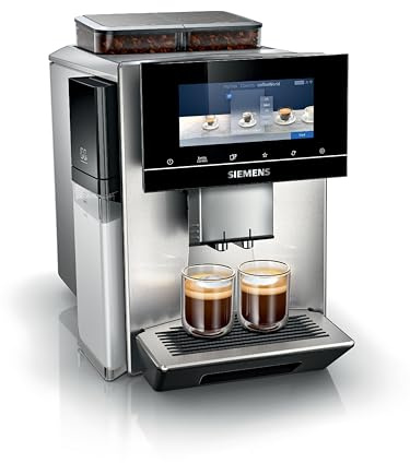 SIEMENS EQ900 Plus Fully Automatic Bean to Cup Coffee Machine, 6.8 Touch Screen Display, Auto Descaling/Cleaning, dual bean containers, baristaMode, beanIdent System (Renewed)