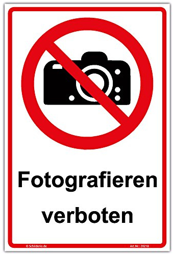 Schild Fotografieren verboten Hinweisschild 300x200 mm Hochformat, stabile Aluminiumverbundplatte 3mm stark - inkl. 4 Eckbohrungen